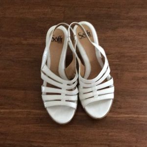 Sofft white patent leather heels